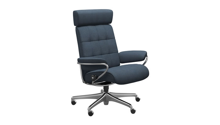 Stressless London Home Office with Adjustable Headrest in Clover Blue